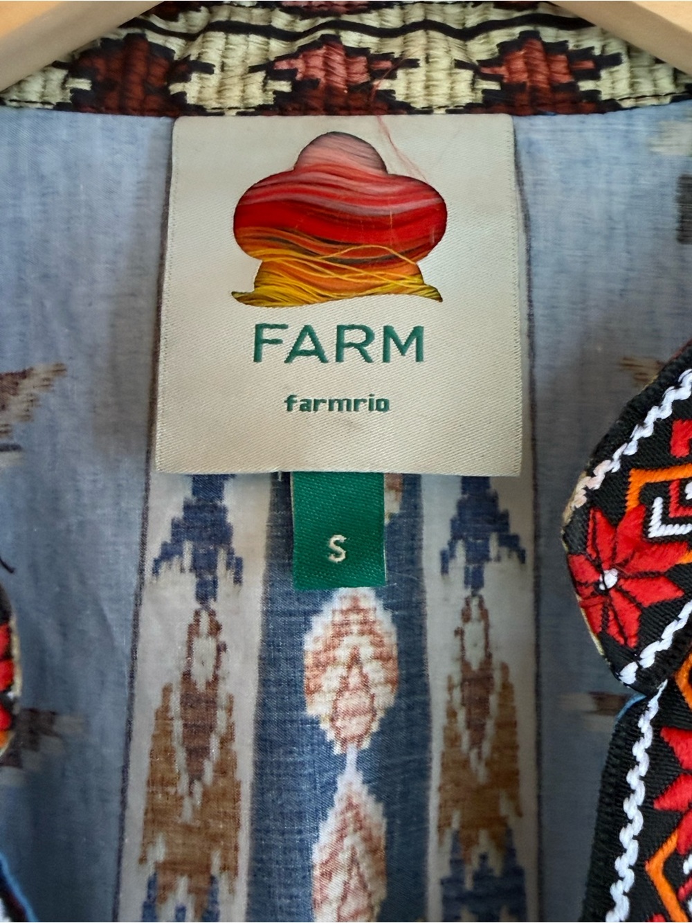 FARM Rio Sky Blue Embroidered Belted Kimono Tunic - Picture 4 of 4